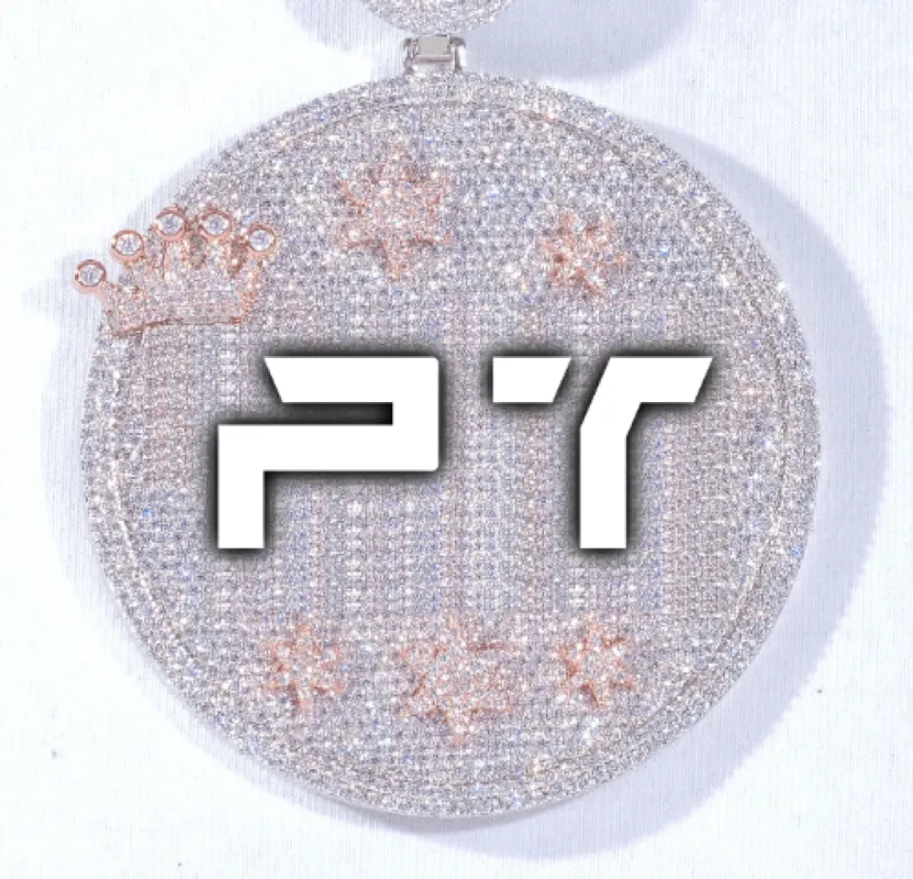 CUSTOM LETTER NECKLACE 3D BIG CROWN DISC made by The GUU Shop