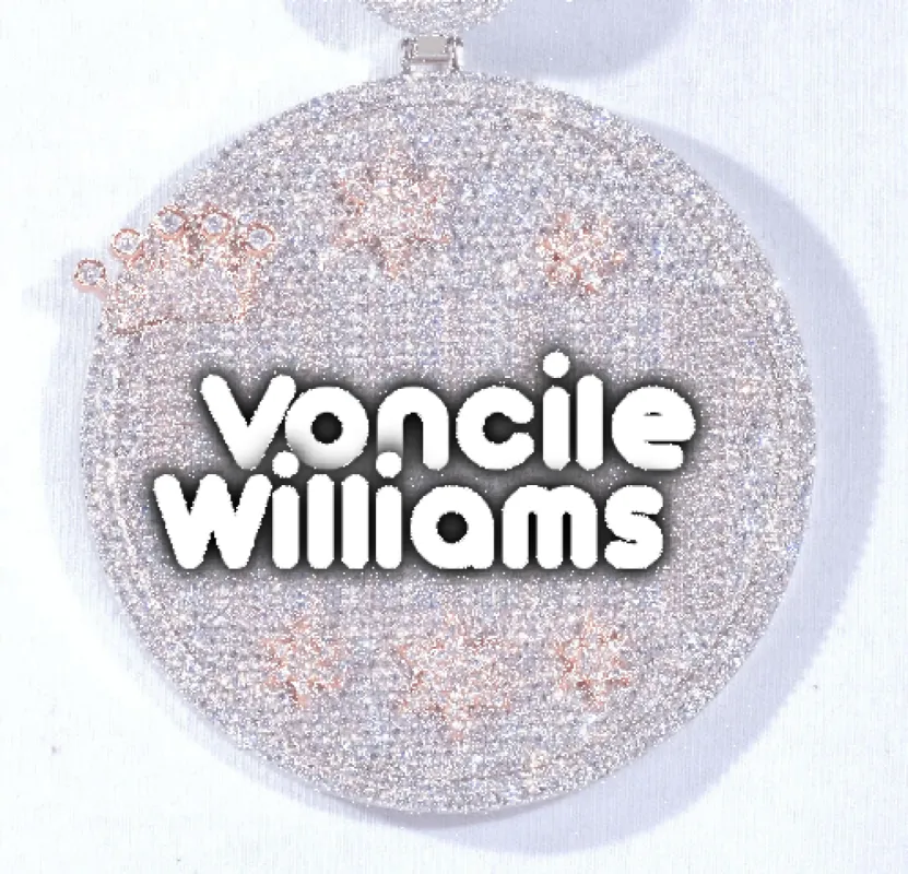 CUSTOM LETTER NECKLACE 3D BIG CROWN DISC sold by The GUU Shop