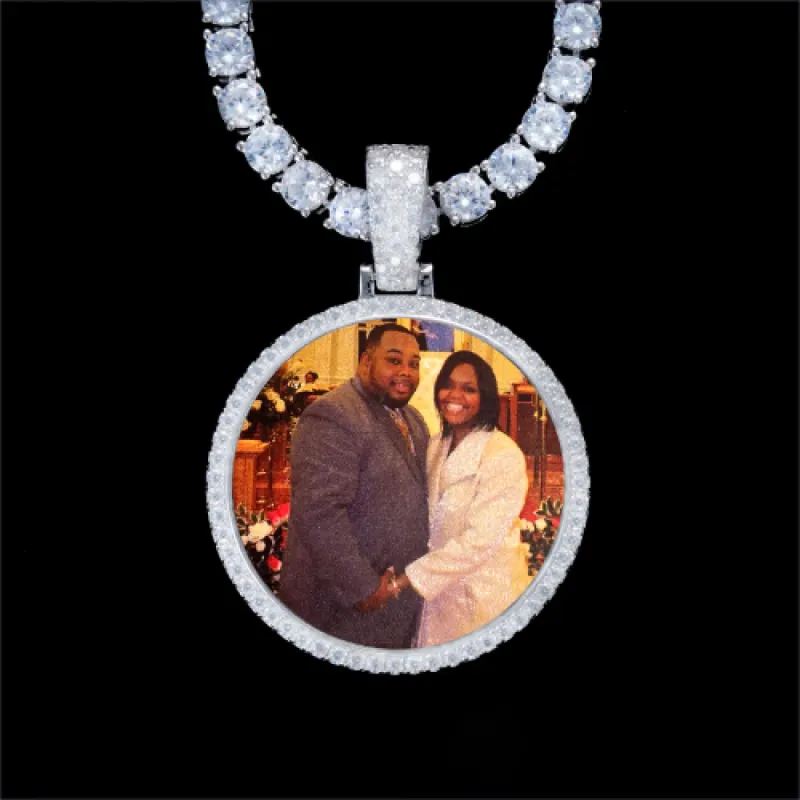 925S & VVS Moissanite 3D Circle Custom Picture Pendant sold by The GUU Shop