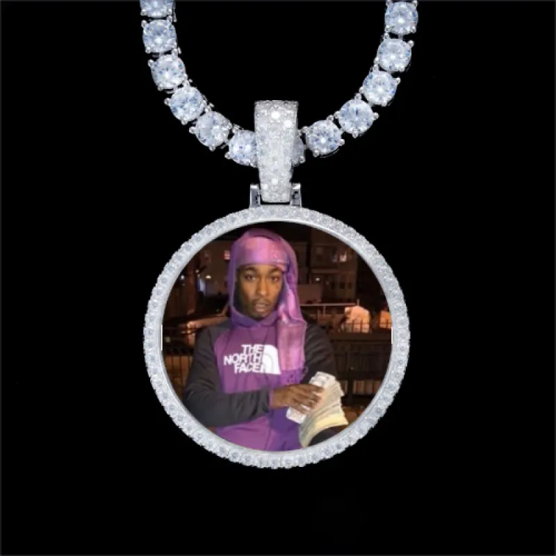 925S & VVS Moissanite 3D Circle Custom Picture Pendant made by The GUU Shop