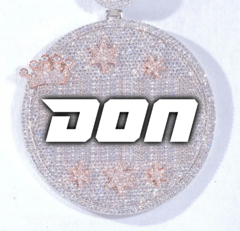 CUSTOM LETTER NECKLACE 3D BIG CROWN DISC sold by The GUU Shop