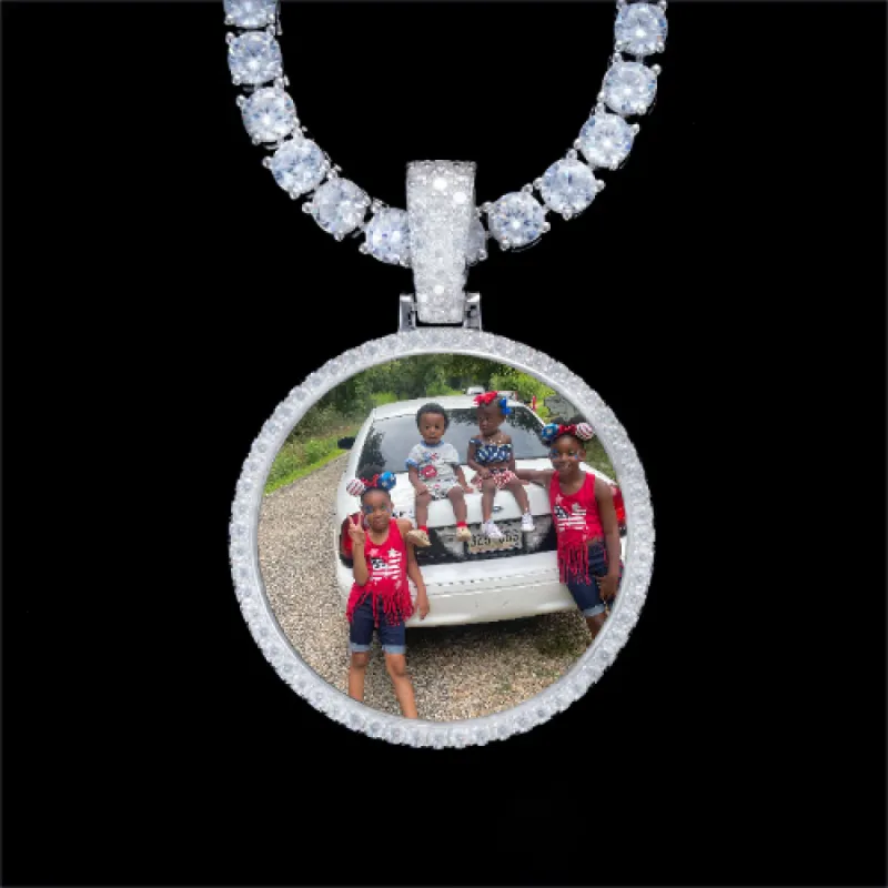 925S & VVS Moissanite 3D Circle Custom Picture Pendant sold by The GUU Shop