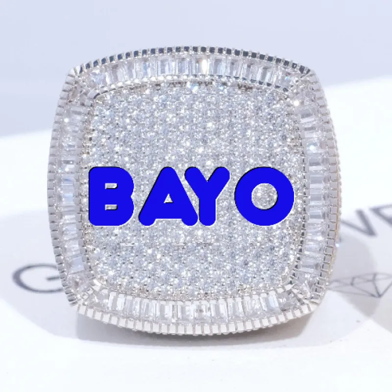 CUSTOM LETTER 3D ICED RING sold by The GUU Shop