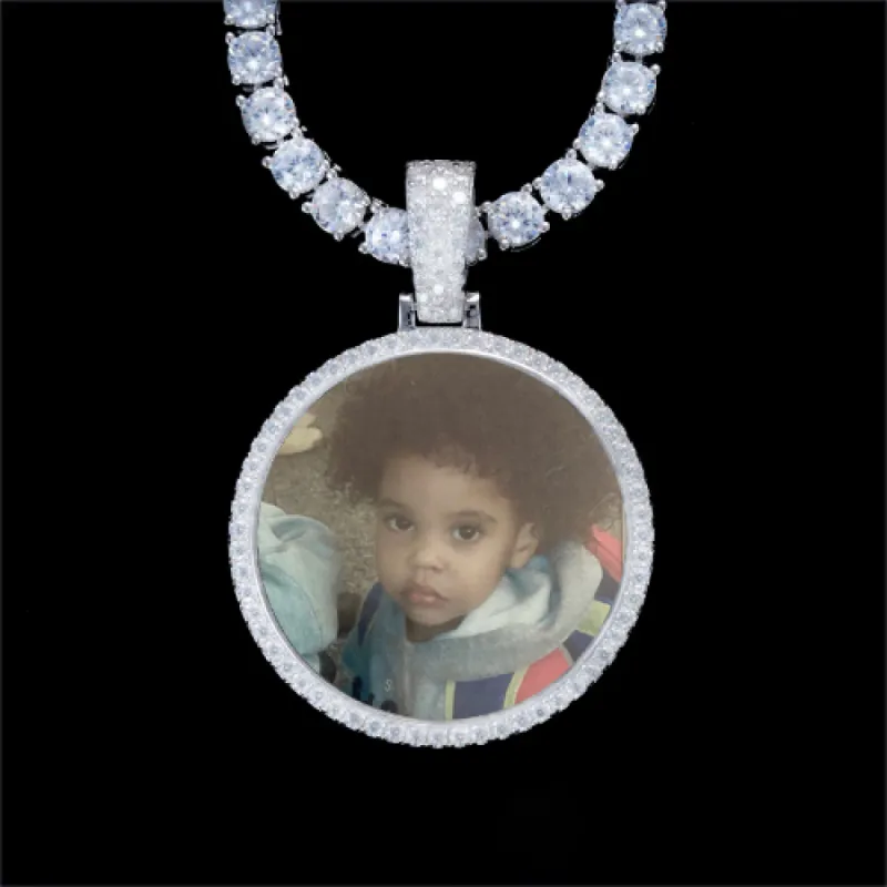 925S & VVS Moissanite 3D Circle Custom Picture Pendant sold by The GUU Shop