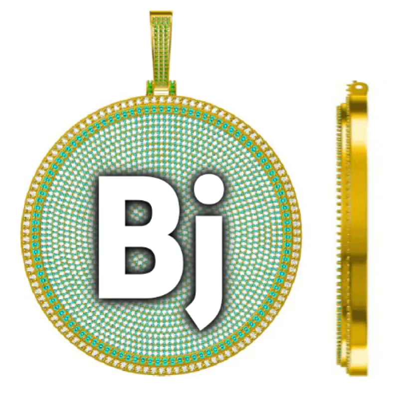 CUSTOM LETTER NECKLACE 3D BIG DISC sold by The GUU Shop