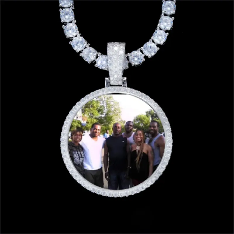 925S & VVS Moissanite 3D Circle Custom Picture Pendant sold by The GUU Shop