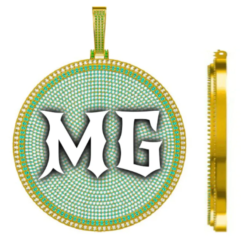 CUSTOM LETTER NECKLACE 3D BIG DISC made by The GUU Shop