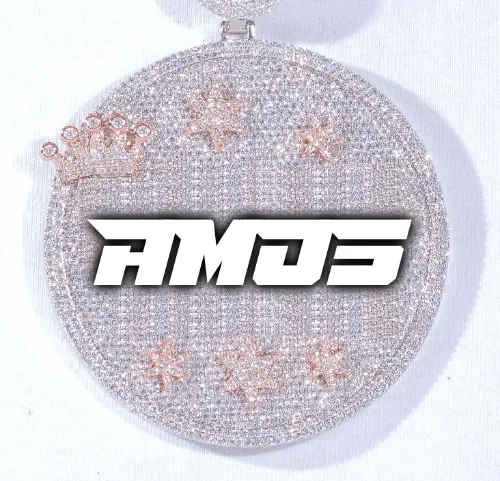 CUSTOM LETTER NECKLACE 3D BIG CROWN DISC sold by The GUU Shop