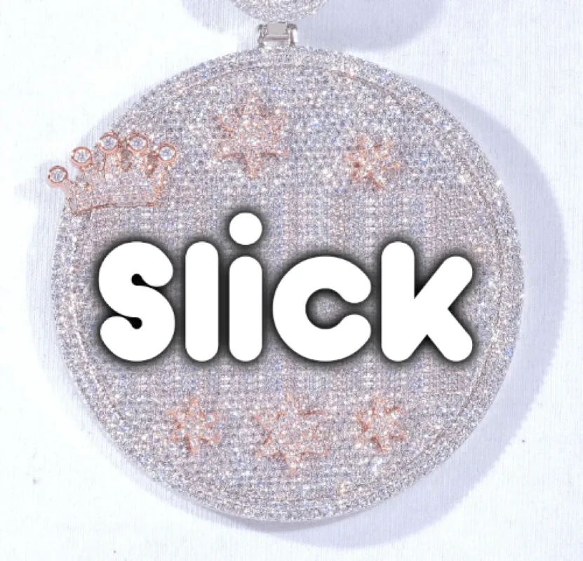 CUSTOM LETTER NECKLACE 3D BIG CROWN DISC sold by The GUU Shop