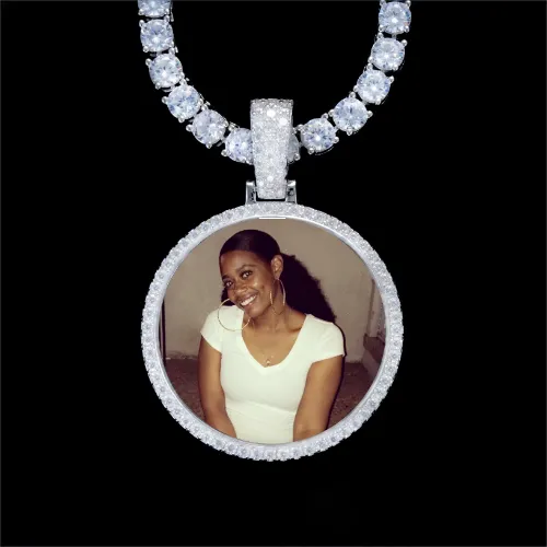 925S & VVS Moissanite 3D Circle Custom Picture Pendant sold by The GUU Shop