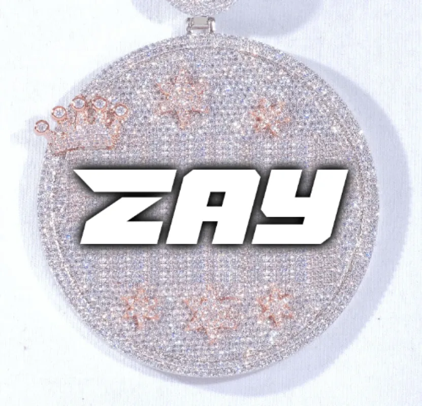 CUSTOM LETTER NECKLACE 3D BIG CROWN DISC sold by The GUU Shop