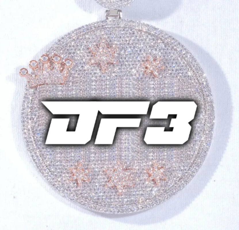 CUSTOM LETTER NECKLACE 3D BIG CROWN DISC sold by The GUU Shop