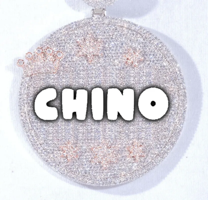 CUSTOM LETTER NECKLACE 3D BIG CROWN DISC sold by The GUU Shop