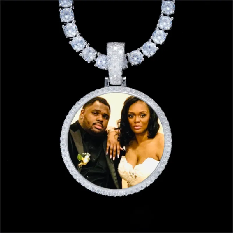 925S & VVS Moissanite 3D Circle Custom Picture Pendant sold by The GUU Shop