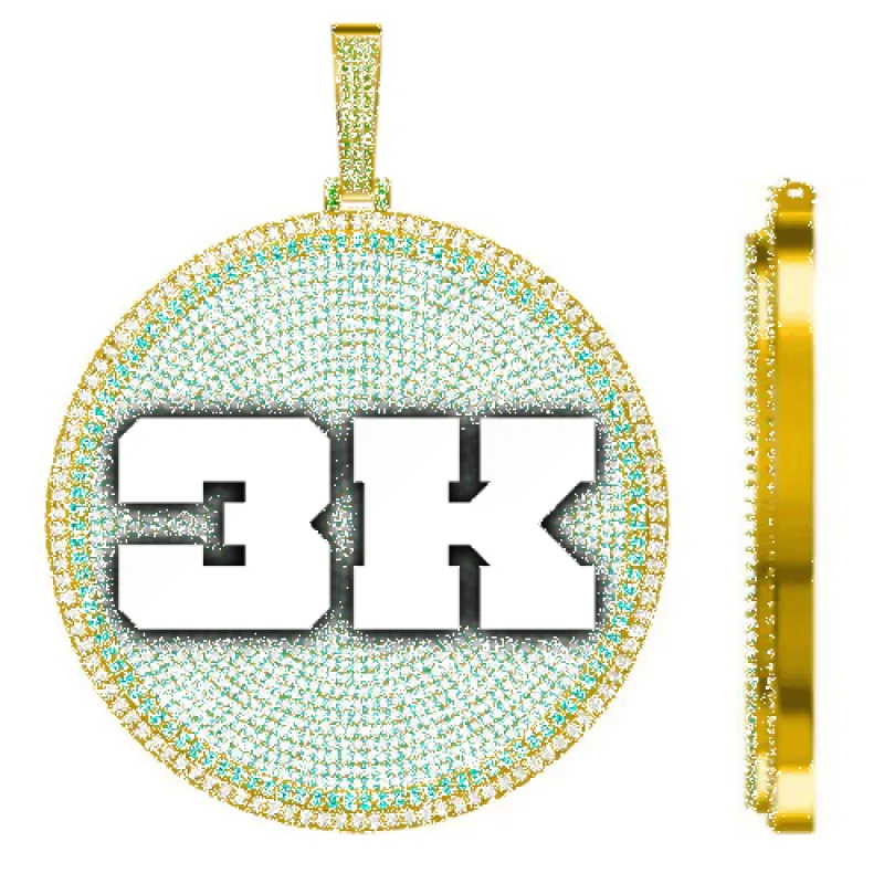 CUSTOM LETTER NECKLACE 3D BIG DISC sold by The GUU Shop