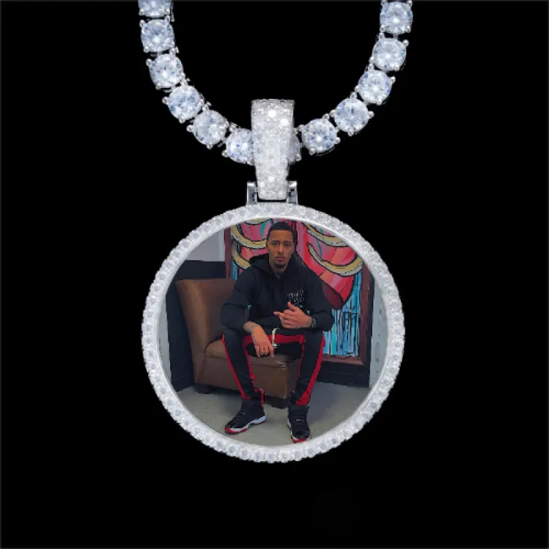 925S & VVS Moissanite 3D Circle Custom Picture Pendant sold by The GUU Shop