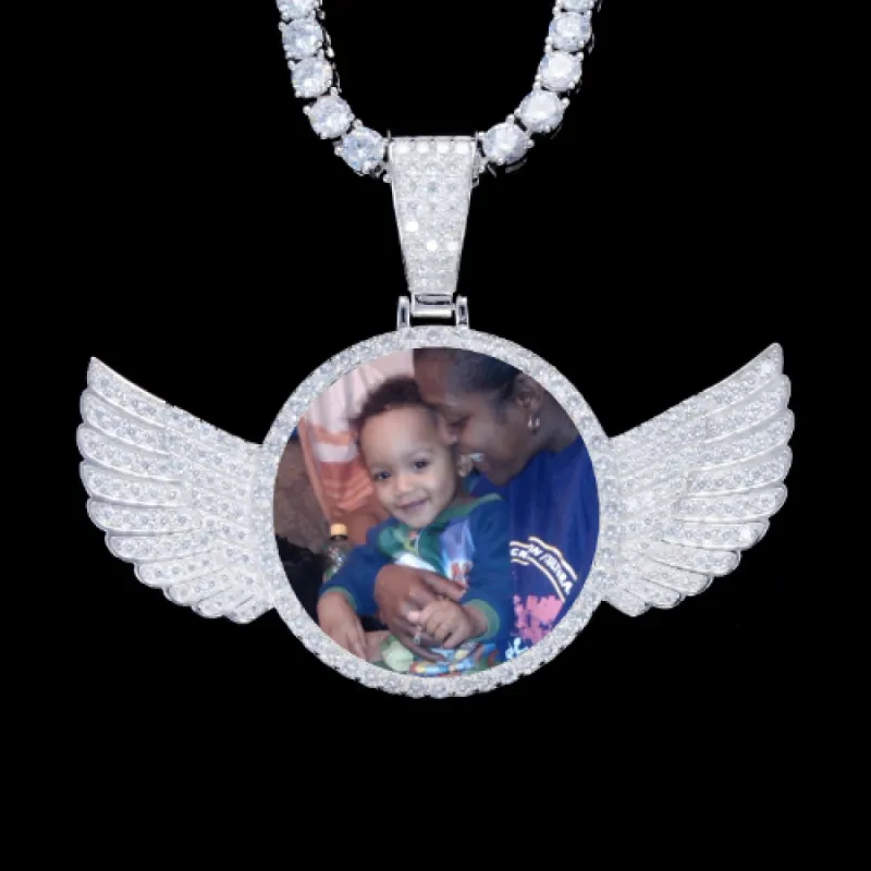925S & VVS Moissanite 3D Wing Custom Picture Pendant sold by The GUU Shop