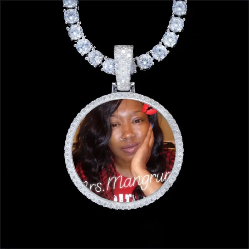 925S & VVS Moissanite 3D Circle Custom Picture Pendant sold by The GUU Shop