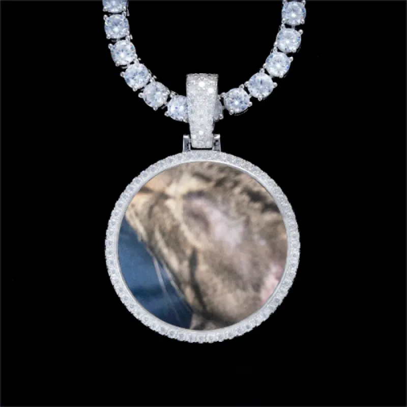 925S & VVS Moissanite 3D Circle Custom Picture Pendant sold by The GUU Shop
