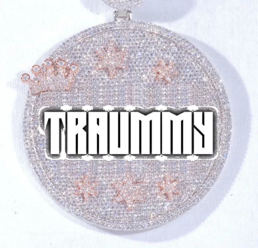 CUSTOM LETTER NECKLACE 3D BIG CROWN DISC sold by The GUU Shop