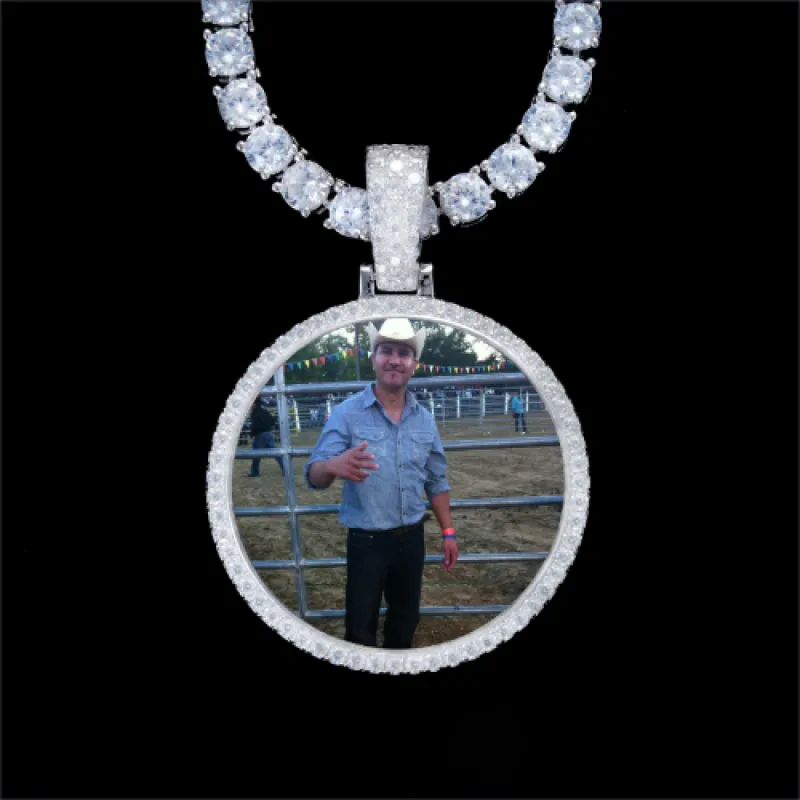 925S & VVS Moissanite 3D Circle Custom Picture Pendant sold by The GUU Shop