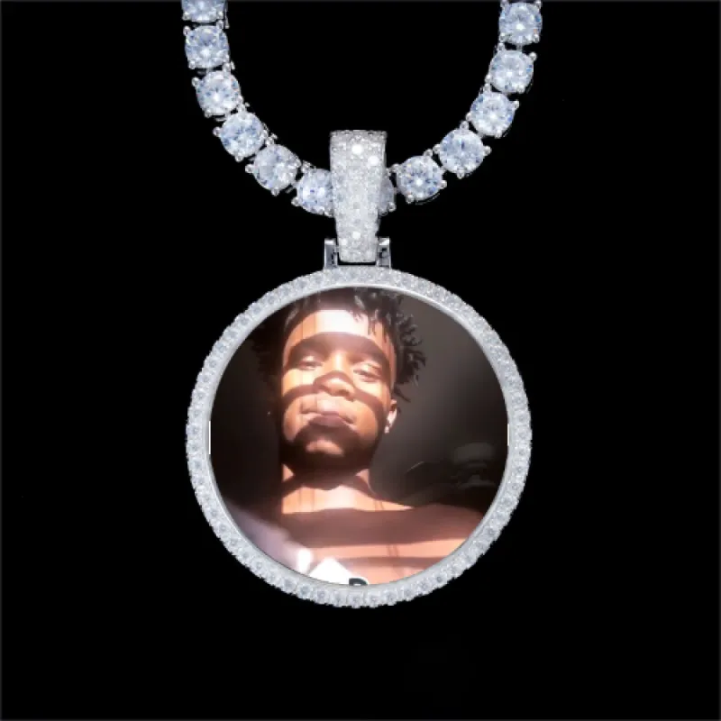925S & VVS Moissanite 3D Circle Custom Picture Pendant sold by The GUU Shop