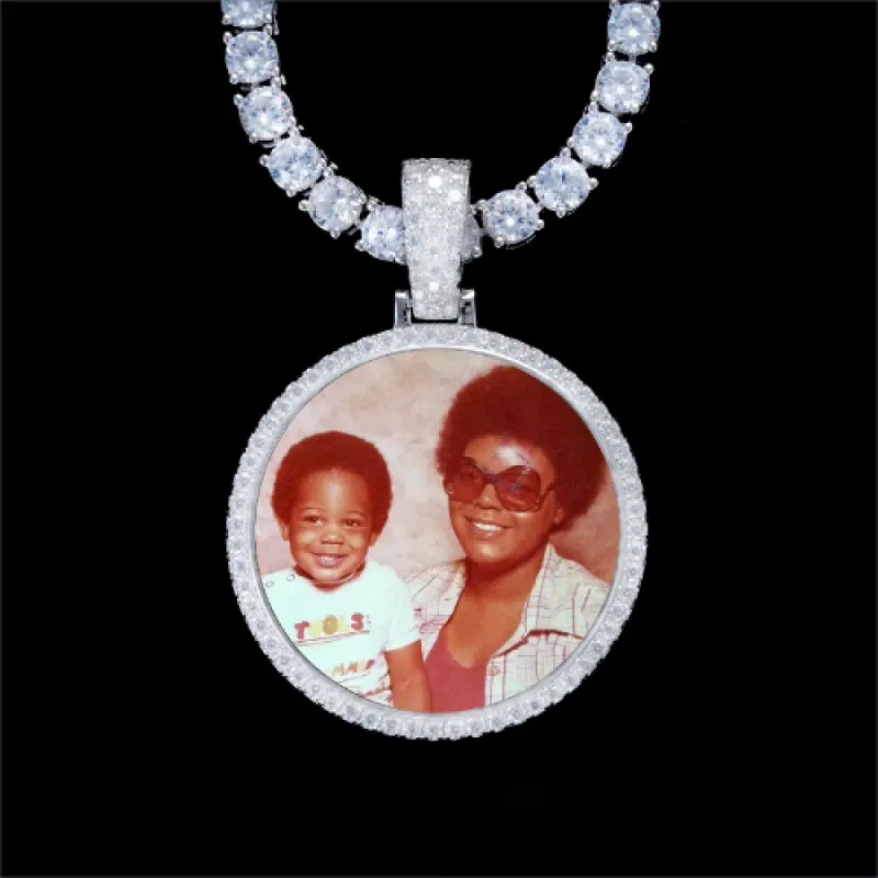 925S & VVS Moissanite 3D Circle Custom Picture Pendant sold by The GUU Shop
