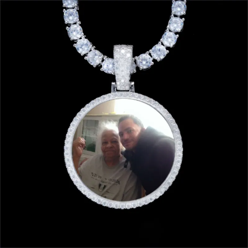 925S & VVS Moissanite 3D Circle Custom Picture Pendant sold by The GUU Shop