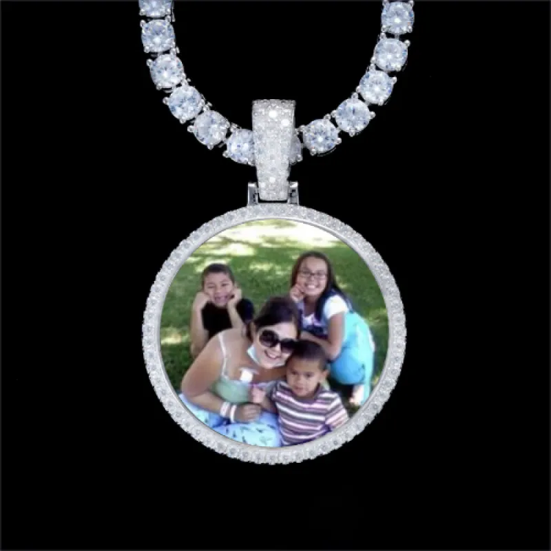 925S & VVS Moissanite 3D Circle Custom Picture Pendant sold by The GUU Shop