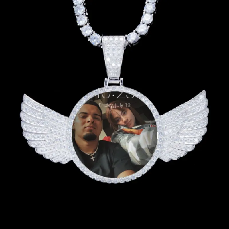 925S & VVS Moissanite 3D Wing Custom Picture Pendant sold by The GUU Shop