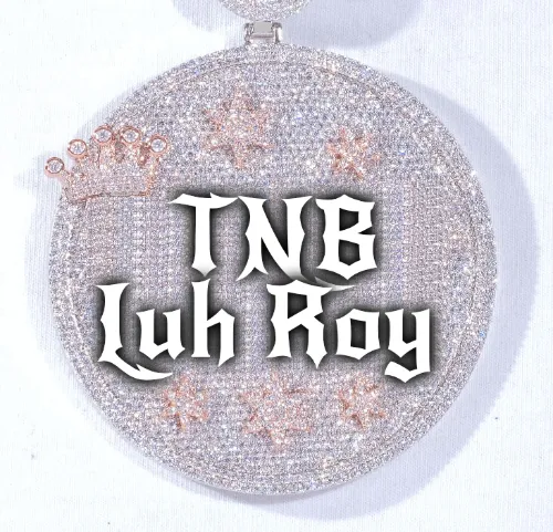 CUSTOM LETTER NECKLACE 3D BIG CROWN DISC sold by The GUU Shop