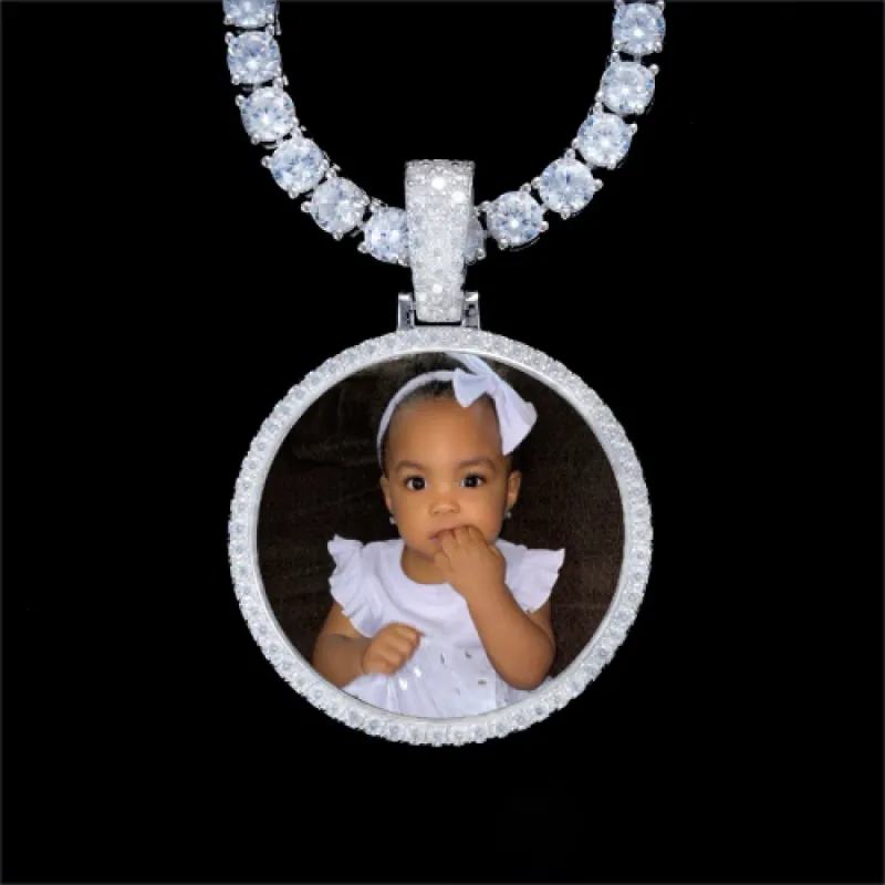 925S & VVS Moissanite 3D Circle Custom Picture Pendant sold by The GUU Shop