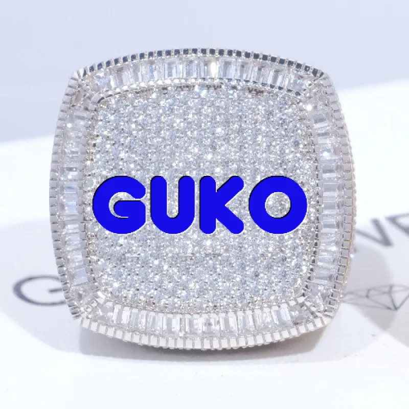CUSTOM LETTER 3D ICED RING sold by The GUU Shop