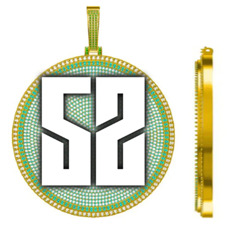 CUSTOM LETTER NECKLACE 3D BIG DISC sold by The GUU Shop