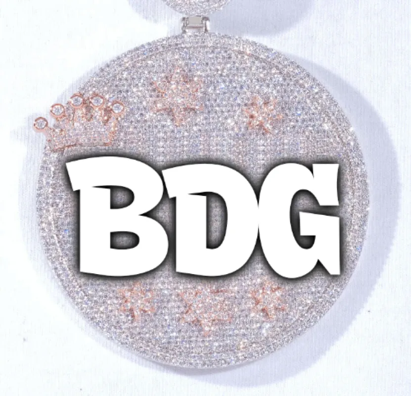 CUSTOM LETTER NECKLACE 3D BIG CROWN DISC sold by The GUU Shop