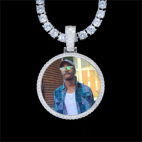 925S & VVS Moissanite 3D Circle Custom Picture Pendant sold by The GUU Shop