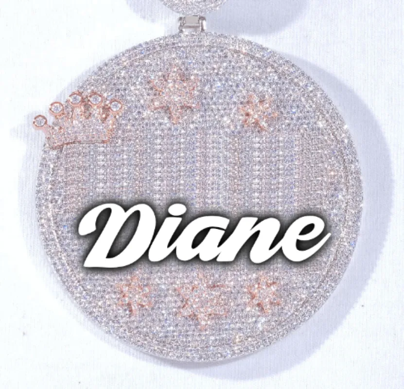 CUSTOM LETTER NECKLACE 3D BIG CROWN DISC sold by The GUU Shop