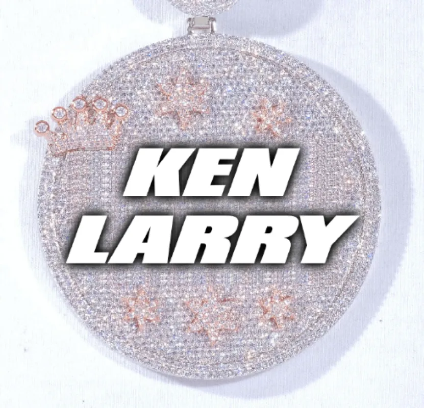 CUSTOM LETTER NECKLACE 3D BIG CROWN DISC sold by The GUU Shop