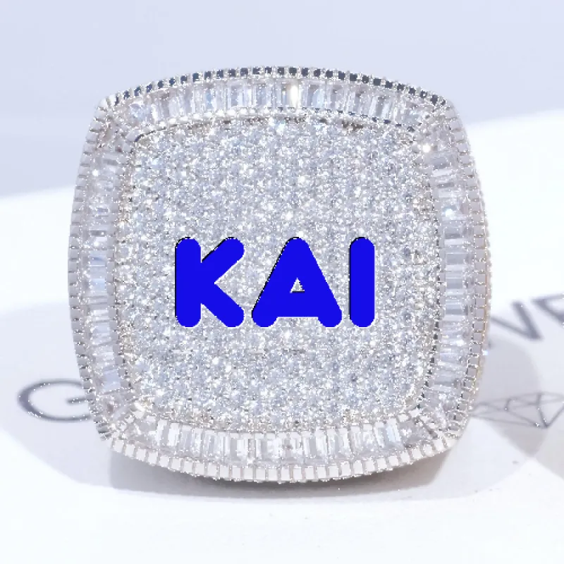 CUSTOM LETTER 3D ICED RING sold by The GUU Shop