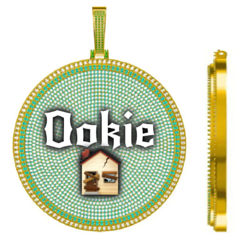 CUSTOM LETTER NECKLACE 3D BIG DISC sold by The GUU Shop