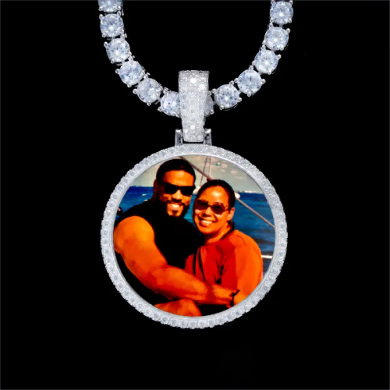 925S & VVS Moissanite 3D Circle Custom Picture Pendant sold by The GUU Shop