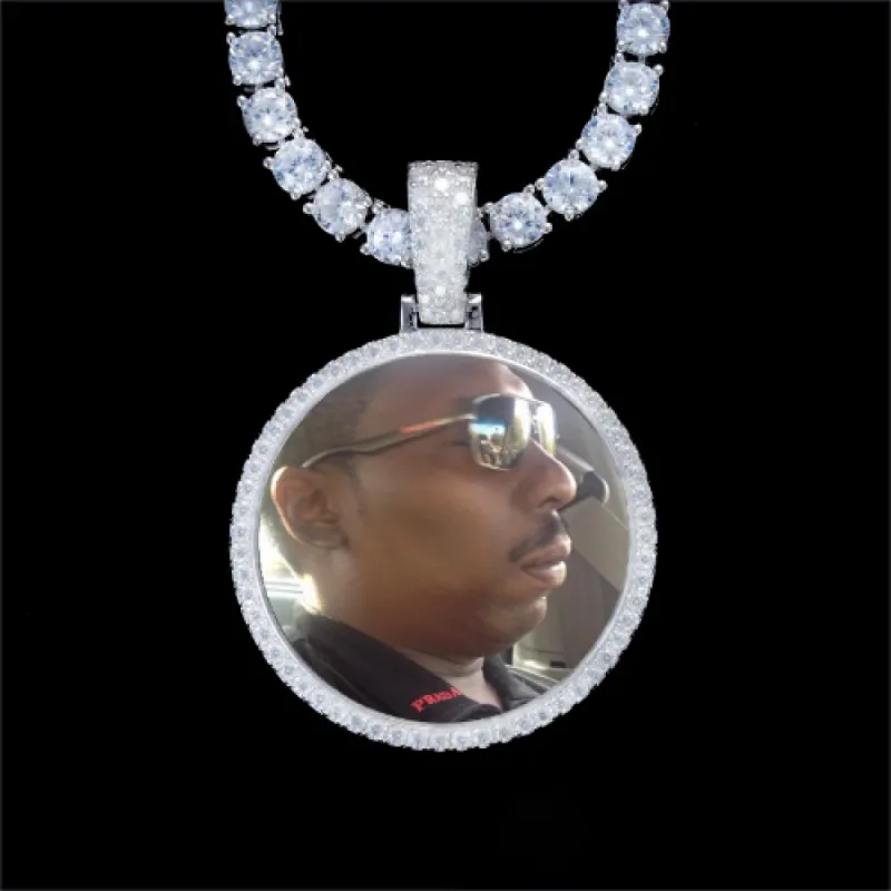 925S & VVS Moissanite 3D Circle Custom Picture Pendant sold by The GUU Shop