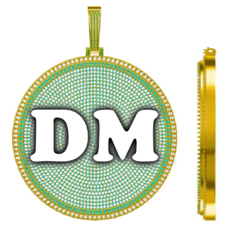 CUSTOM LETTER NECKLACE 3D BIG DISC sold by The GUU Shop