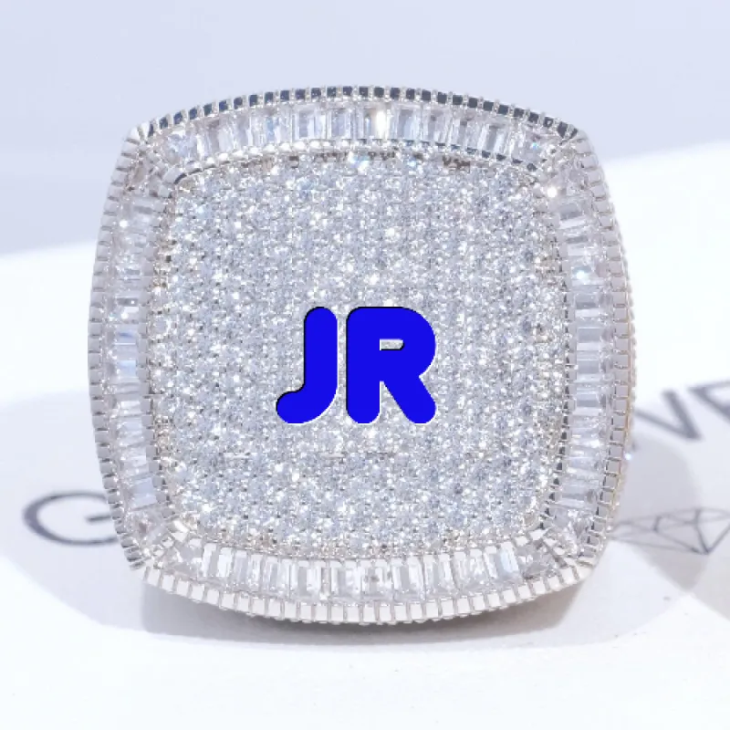 CUSTOM LETTER 3D ICED RING sold by The GUU Shop