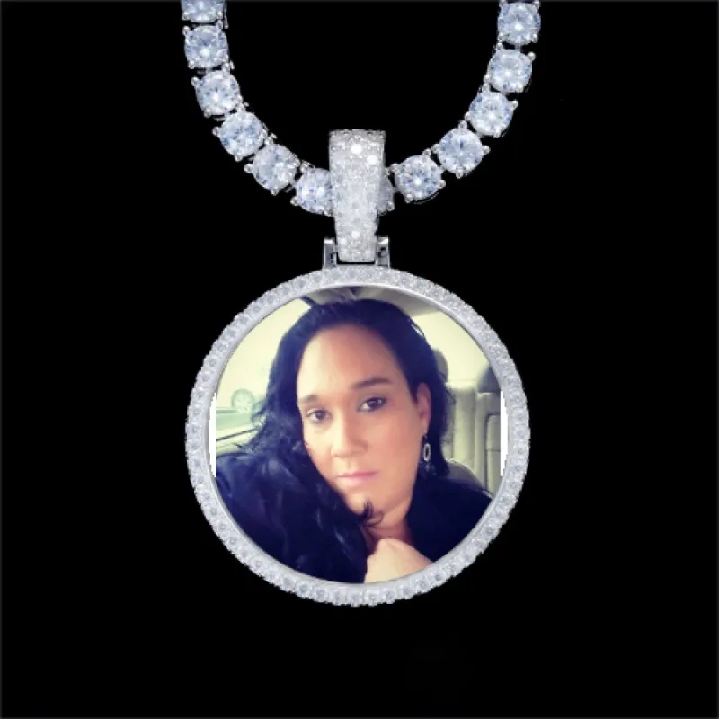 925S & VVS Moissanite 3D Circle Custom Picture Pendant sold by The GUU Shop