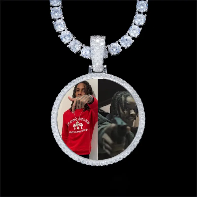 925S & VVS Moissanite 3D Circle Custom Picture Pendant sold by The GUU Shop