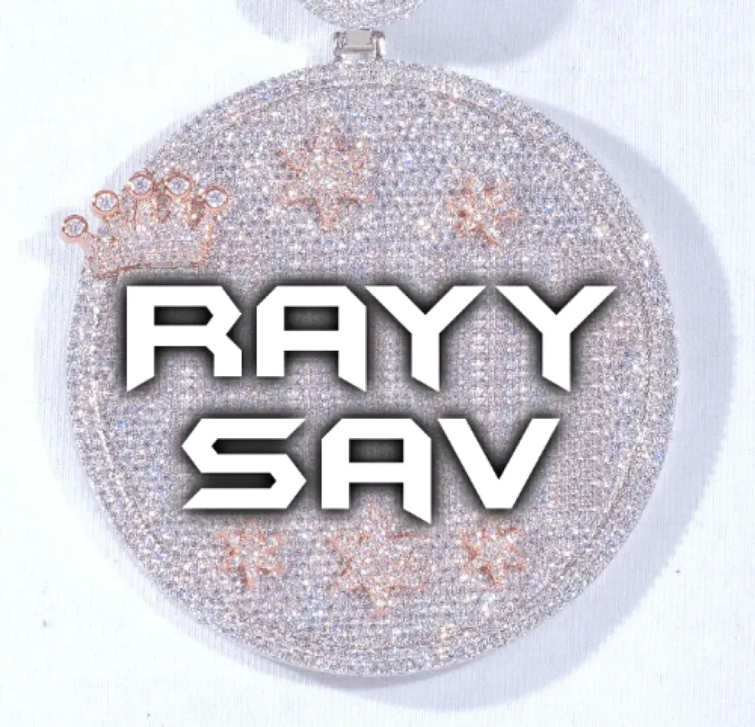 CUSTOM LETTER NECKLACE 3D BIG CROWN DISC sold by The GUU Shop