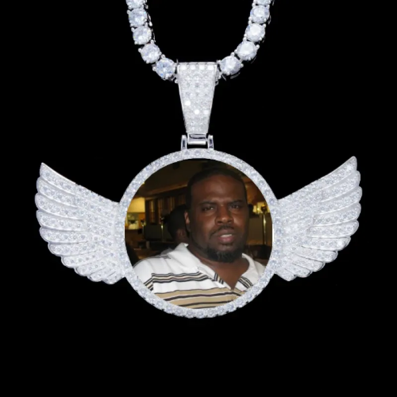 925S & VVS Moissanite 3D Wing Custom Picture Pendant sold by The GUU Shop