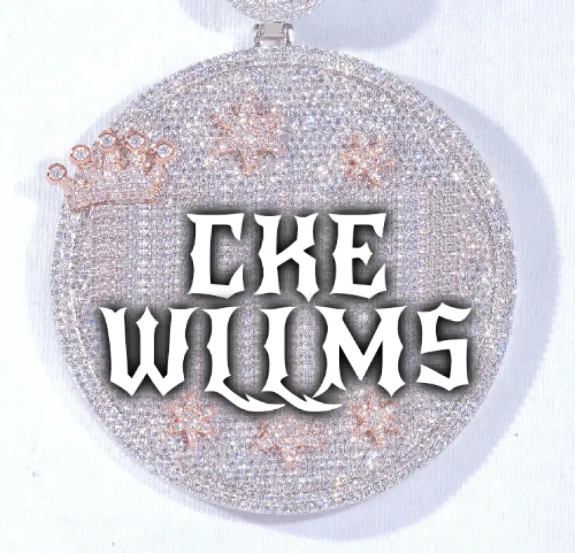 CUSTOM LETTER NECKLACE 3D BIG CROWN DISC sold by The GUU Shop