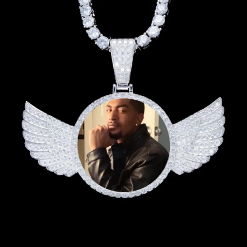925S & VVS Moissanite 3D Wing Custom Picture Pendant sold by The GUU Shop